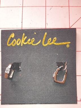 Cookie Lee Silver Geometric Hinged Hoop Earrings